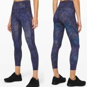Lululemon Fast and Free Tight II 25" *Nulux Polar Lights Blue Multi Size 2